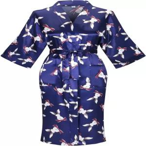 여성 플로럴/패턴 실크 기모노 로브 롱 새틴 목욕 가운 슬립웨어 라운지웨어