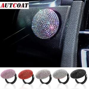 블링 자동차 엔진 시동 정지 단추 커버, 범용 라인석 푸시 스타트 스크래치 방지, 장식 스티커