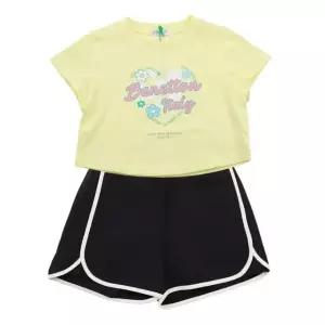 [갤러리아] 베네통키즈(26S)크롭 티셔츠,팬츠셋업  QATS16631/QAPT04631YE
