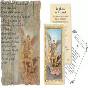 대천사 마이클 월 아트 - 성 미카엘 기도 카드 주기도 행거가 있는 나무 팔레트 스타일 벽 명판 산 미겔