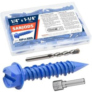 콘크리트 나사 앵커, 벽돌, 블록, 시멘트 또는 치장 벽토에 고정용 블루 육각 헤드 14 인치 x 40 개