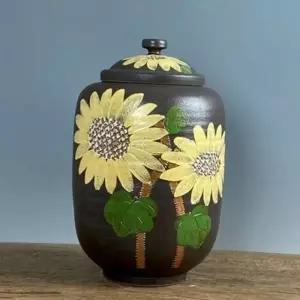 밀폐형 분청 쌀독 도자기 해바라기 주방 잡곡통 용기