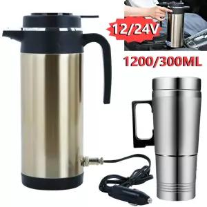 여행용 전기 주전자 자동차 뜨거운 트럭 온수기 대용량 자동 차단 빠른 끓음 300/1200 ml 12/24 V