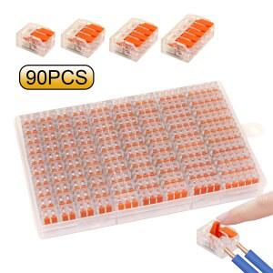 20 90PCS 상자 전기 레버 와이어 커넥터 케이블 포트