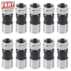 10PCS 방수 RG6 F형 동축 압축 TV 위성 안테나 블랙 스트 커넥터 케이블 설치용