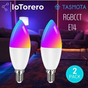 IoTorero Tasmota E14 2 팩 RGBCCT LED 전구는 홈 어시스턴트와 함께 작동합니다.