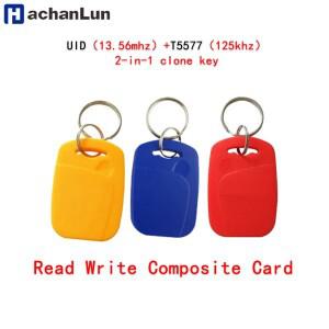 10pcs 2 In 1 듀얼 칩 주파수 RFID Keyfob T5577/125KHZ + UID/13.56MHZ 재기록 가능 복합 액세스 제어 키