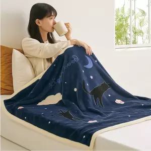 학생 사무실용 극세사 무릎 담요 100X70 고양이 블랭킷 캠핑 차박