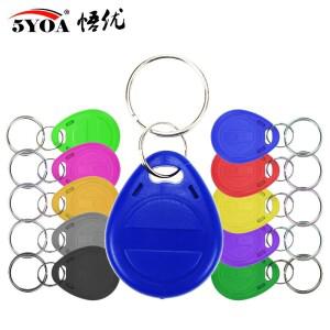 50 개/몫 EM4305 T5577 125khz 복사 재기록 가능 쓰기 재작성 keyfobs RFID 태그 키 링 카드 근접 토큰 배