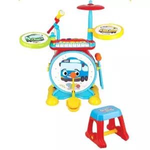 유아 타요 피아노 드럼 좌식 의자 세트 악기 장난감 선물용 음악연주 완구 아이