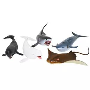 유아 상어 고래 벨루가 바다 피규어 5종 세트 장난감 교구 초등학교 물고기 인형