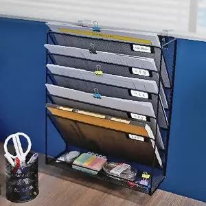 사무실 책상 파티션 부착 서류 문서 정리 수납 메탈 선반 좁은 공간 활용 거치대