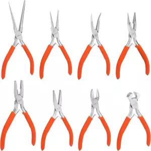 부드러운 그립 핸들이 있는 커트지 미니 주얼리 플라이어 공구 키트 세트(8팩) - 정밀 와이어 커터 니들