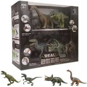 유아 움직이는 공룡 피규어 모형 4종 세트 장난감 학습용 미니어처 아동완구 자연