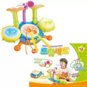 유아 소형 좌식 드럼 마이크 불빛 효과음 악기 장난감 키즈 음악 어린이완구 아기