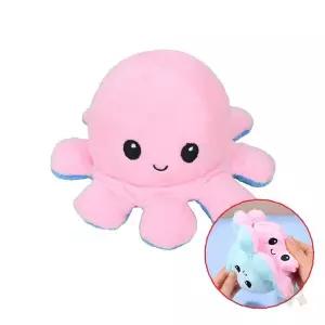 양면 리버시블 감정 표정 문어 인형 핑크 블루 귀여운 캐릭터 애착 선물 소품