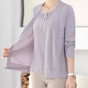 중년 여성 봄 가을 골지 니트 가디건 단추 루즈핏 데일리 긴팔