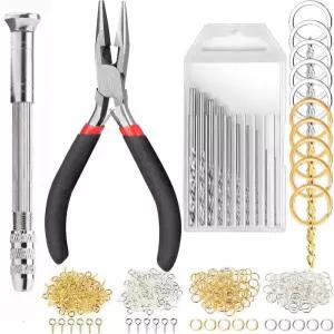 키체인 키트 보석용 펜치 미니 핸드 레진 드릴 핀 및 보석 수리용 부품이 포함된 제작 용품