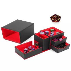 주사위 트레이 타워 보관함 RPG 게임 가죽 PU 카드