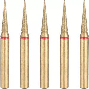 하핑턴 5개 200-230 그릿 다이아몬드 연삭 비트 1.8mm 테이퍼 헤드 2.35mm 생크 15mm 길이 티타늄 도금