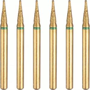 하핑턴 6개 100-120 그리츠 다이아몬드 연삭 비트 2mm 테이퍼 헤드 2.35mm 생크 10mm 길이 티타늄 도금