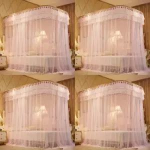 레일형 침대모기장 150x200cm 연핑크 안방모기장 대형모기장 침대용모기장