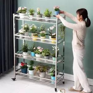 이동식 스텐 대형 선반 사각 식물 운반 화분 분재 다육 제품 꽃집 바퀴달린