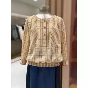 [갤러리아] [26S/S] 스모킹 헴 체크 시어 블라우스 BABL96631