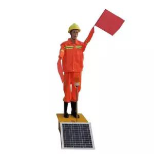 로봇 신호수 교통 안전 도로공사 인형 태양광 공사장 도로
