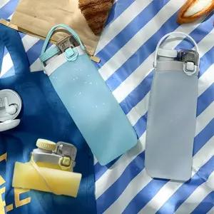 리본제이 1+1 무디타 플래티넘 실리콘 물병 접이식 롤업 텀블러 물통 600ml