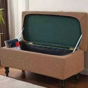 수납스툴 커버 탄성 뚜껑 쇼파 길이 긴의자 리폼 덮개 4045cm 천갈이 다크그