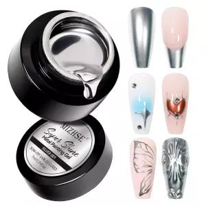 네일 아트용 MIZHSE 메탈릭 실버 젤 폴리쉬 크롬 미러 페인팅 드로잉 살롱 홈 DIY 매니큐어용 UV LED 흡수