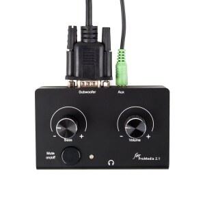 Klipsch ProMedia 2.1(오리지널) 스피커에 호환되는 교체용 컨트롤 포드 - 음소거 버튼이 있는 독립형 유선 리모컨(6핀 DIN 플러그(원형))