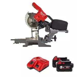 [밀워키] M18 FMS190-502 FUEL 슬라이딩 각도절단기 190mm(7.5) 5Ah 배터리 2개 충전기 톱날 세트