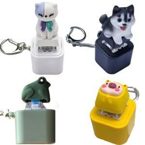 꽥꽥 소리나는 개구리 열쇠고리 충전식 개구리/돼지/강아지/고양이 모양 키보드 피젯 클리커 소리 (LED 스트레스 해소용)