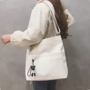 귀여운 곰 장식 캔버스 크로스백 데일리 숄더백 여성 학생 천가방 가벼운 외출용