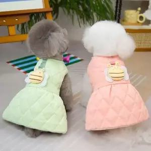 제이큐 강아지 산책 옷 퀼팅 패턴 가을 겨울 원피스 자켓 775649N