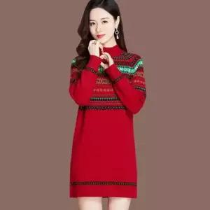 여사친 니트 원피스 롱 하프 이너 트렌디 아이템 가을겨울 반폴라 퍼 자카르 HT4