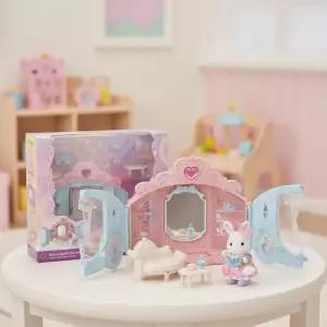 실바니안 패밀리 눈꽃 토끼 소녀의 반짝이는 드레스룸 인형 액세서리 미니어처 수집 장난감