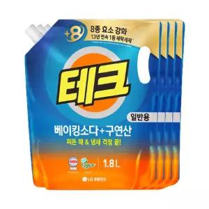 테크 베이킹구연산 액체세제 일반 리필 1.8L X 4개