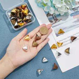 DICOSMETIC 40Pcs 4색 삼각형 아페탈러스 엔드 캡 비드 콘 티베트 스타일 합금 이어링 스토퍼 터미네이터