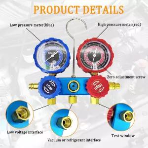 72인치 호스와 3.5인치 플런터 방지 게이지가 장착된 83272 R1234yf 2방향 매니폴드 게이지 세트 누수