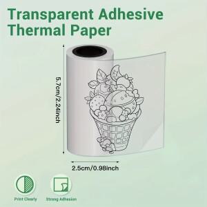 미니 소형 감열지 투명 열전사 프린터 테이프 57x25mm 용 스티커 용지
