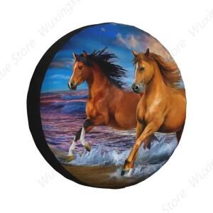 도요타 랜드 크루저 프라도 클래식 말 러닝 페인팅 타이어 커버 4WD 4x4 RV 동물 스페어 휠 보호대 14 인치