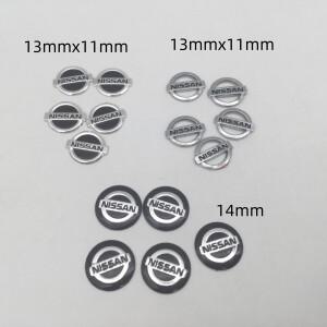 2개 5개 10개 14mm 3D 자동차 키 케이스 배지 버튼 로고 직선형 접이식 리모컨 키체인 교체 스티커