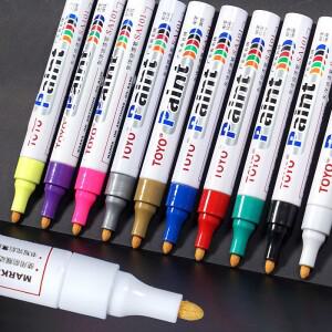 토요 16색 유성 페인트 마커 - 타이어 그래피티 터치업 및 산업 마킹용 메탈릭 & 생생한 색상 영구