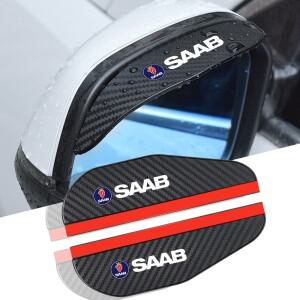 SAAB 차량용 탄소 섬유 사이드 스티커 차양 대피소 백미러 레인 커버 자동차 액세서리 2개