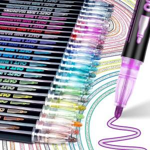 아웃라인 아트 펜 형광펜 마커 펜 이중 라인 메탈릭 매직 글리터 드로잉 DIY 그래피티