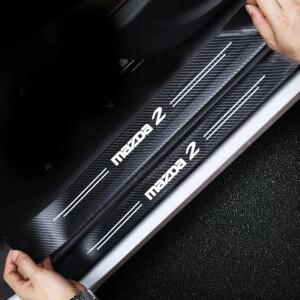 탄소 섬유 자동차 문턱 스티커 문 실 스크래치 방지 보호대 마즈다 2 로고 트렁크 범퍼 커버 데칼 장식