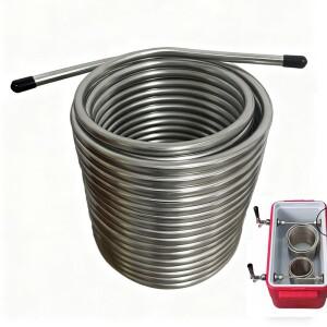 스테인리스 스틸 조키 박스 듀얼 코일 5/16인치 외경 50피트 냉각 열교환기 홈브루 케그 파티 피크닉